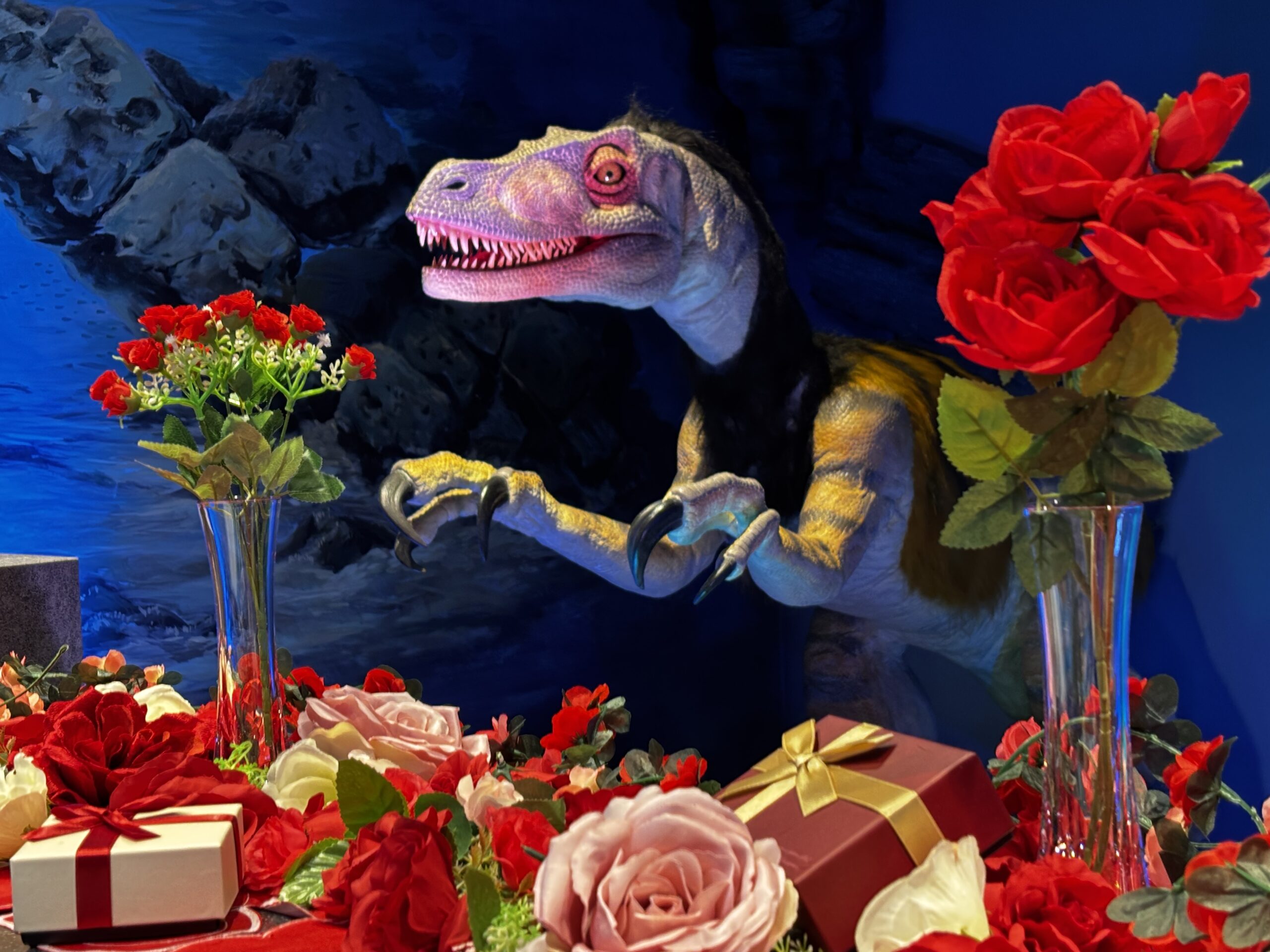 情熱の赤いバラ🌹 × 恐竜たちのバレンタイン🍫🎀