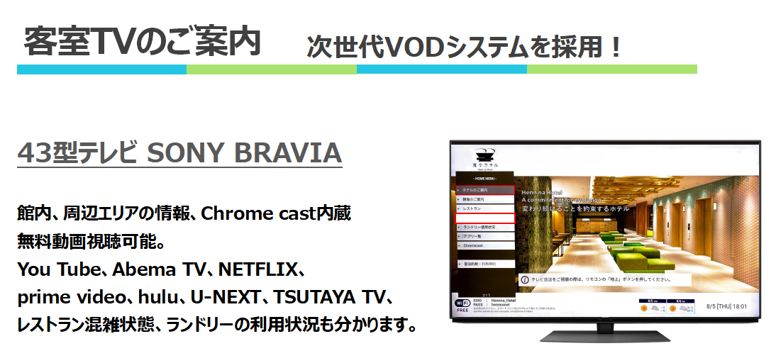 次世代VODシステム完備のTV